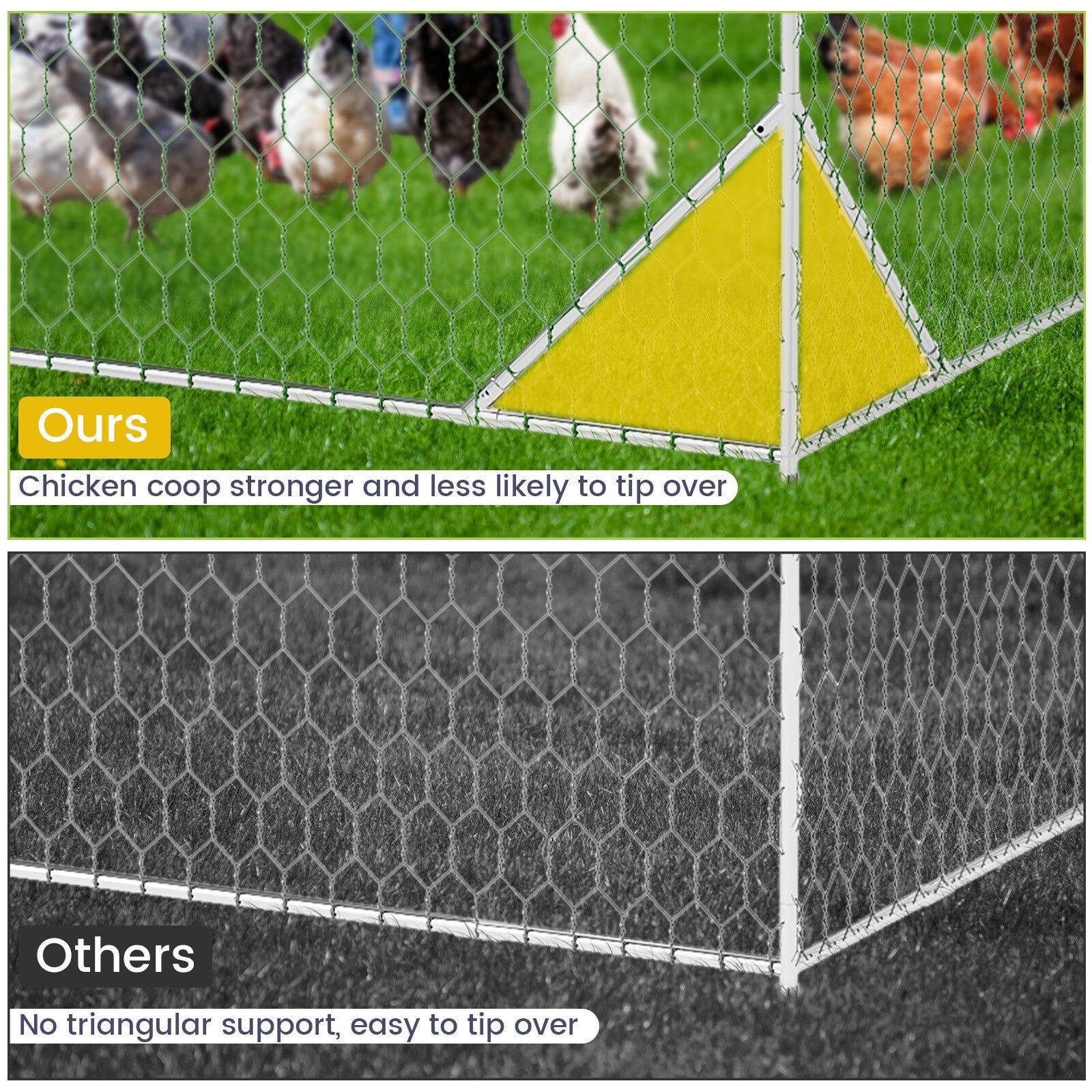 20 x10 ft Walk-in Metal Chicken Coop Poultry Cage Pet House w/ Chicken Run Cover