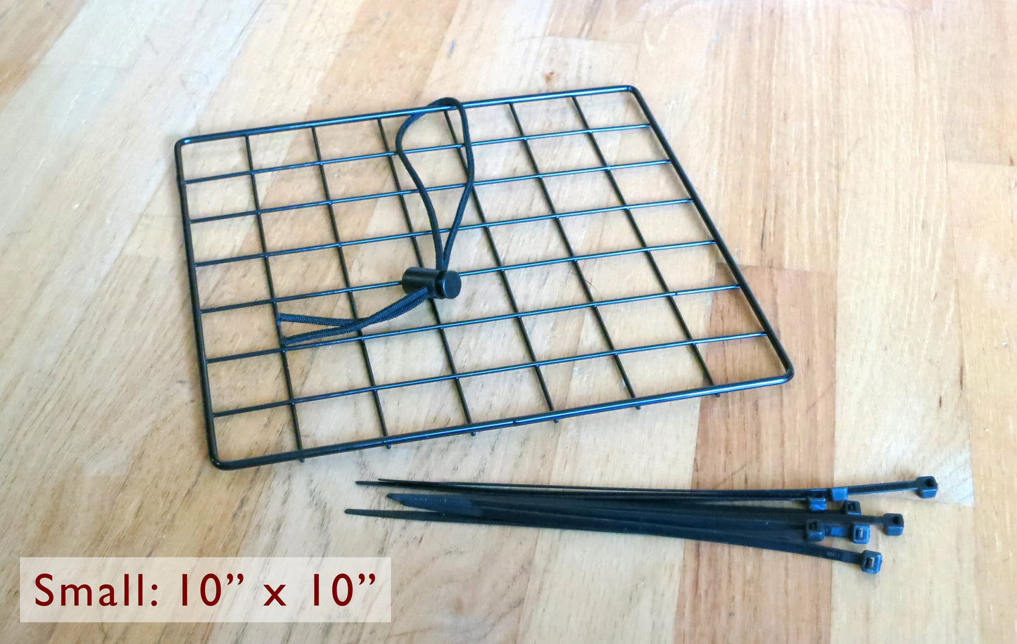 Peck-It-Clean Veggie Feeder for Chickens, Small (10" x 10"), Black – Includes Grid Panel, Cord, Toggle, and Cable Ties