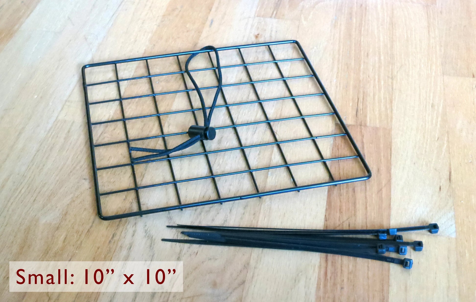 Peck-It-Clean Veggie Feeder for Chickens, Small (10" x 10"), Black – Includes Grid Panel, Cord, Toggle, and Cable Ties