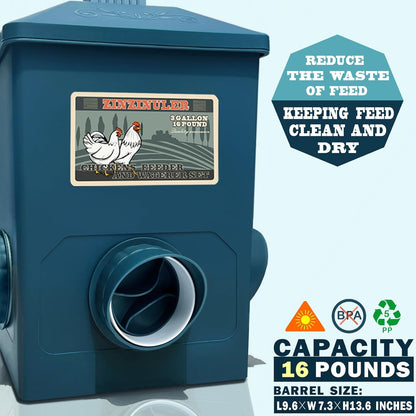 Automatic Port Chicken Feeder and Cup Waterer Set - Chicken Coop Accessories, No Waste Poultry Feeder, 3 Gallon/16 Pounds