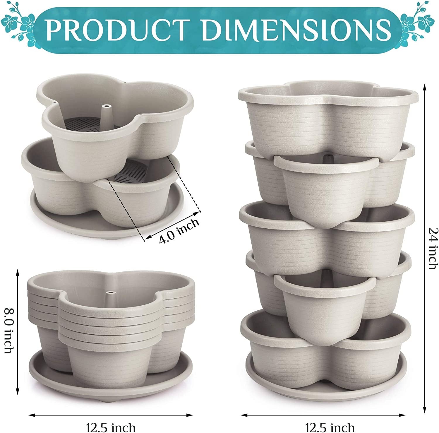 Stackable Planter, Vertical Oasis Tiered Garden Planter, Grow Vegetables, Herbs, and Succulents with Ease