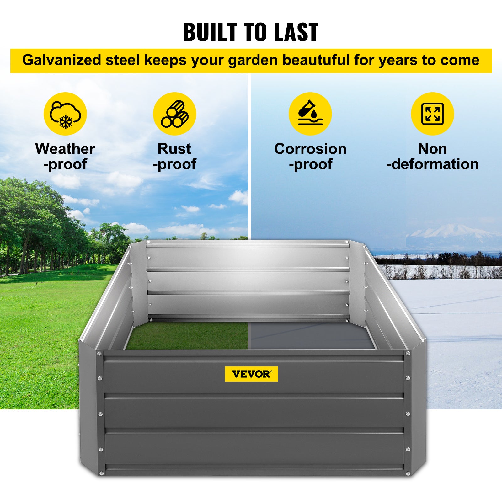 VEVOR Galvanized Raised Garden Bed Planter Box for Plant Flower Vegetable