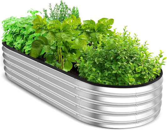 Galvanized Raised Garden Bed Kit 4x2x1ft, Planter Box Raised Garden Beds Outdoor, Easy Assembly Metal Raised Bed for Gardening Vegetables, Fruits, Flowers - Pack of 01 - Silver