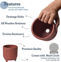 FINE Living 4 Inch Terracotta Pot with Chevron Pattern, Boho Ceramic Planter Clay Pots for Indoor Plants, Succulent Planter with Drainage Hole and Mesh Net, Garden & Home Decor