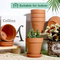 4 Inch Terracotta Plant Pots with Saucer - 6 Pack Clay Flower Pots with Drainage, Great for Plants, Crafts, Wedding Favor