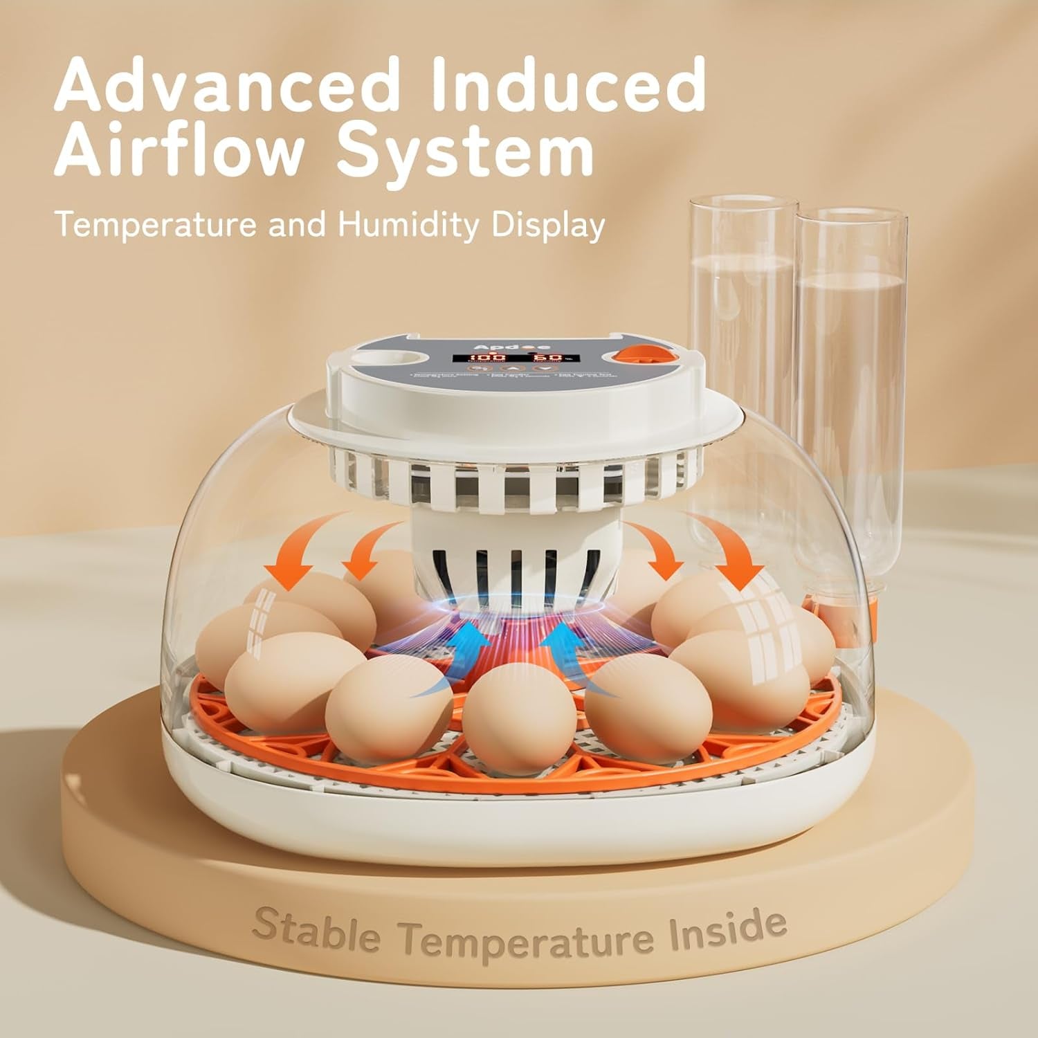 Egg Incubator with Temperature and Humidity Control, Automatic Egg Turner, Egg Candler, External Water Bottle Refill, Air Vent, 360° Clear View, Hatching Chicken Duck Quail Bird,  HatchPro 12
