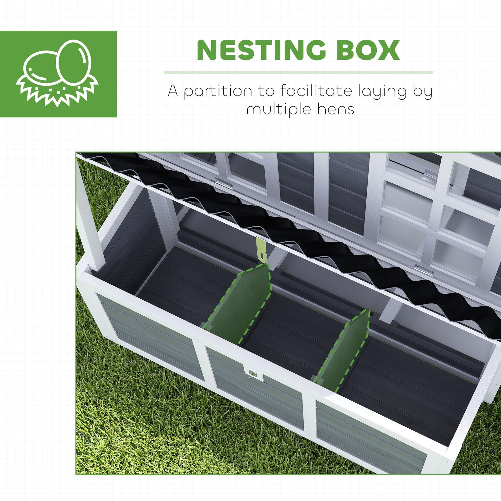 PawHut 39" Wooden Chicken Coop with Nesting Box, Tray, for 4-6 Chickens