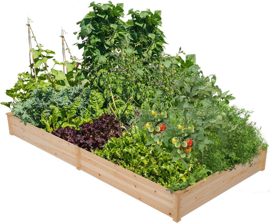 8×4ft Wooden Horticulture Raised Garden Bed Divisible Elevated Planting Planter Box for Flowers/Vegetables/Herbs in Backyard/Patio Outdoor, Natural Wood, 93 x 48 x 10in