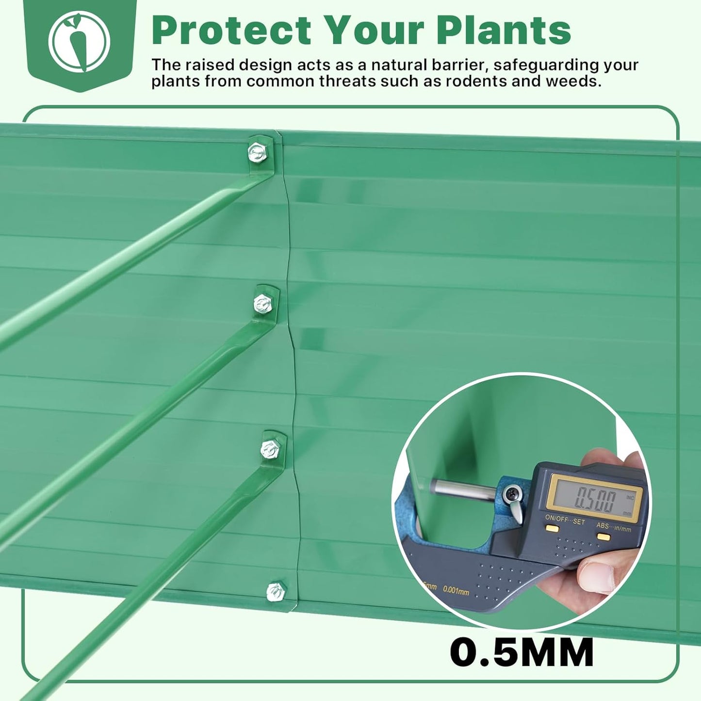 Galvanized Raised Garden Bed for Vegetables Flowers Herbs, Metal Raised Garden Bed Kit with 2 PCS Tomato Cage, Gloves, Trellis Netting, Plant Labels, Plant Ties, Green 6×3×1FT