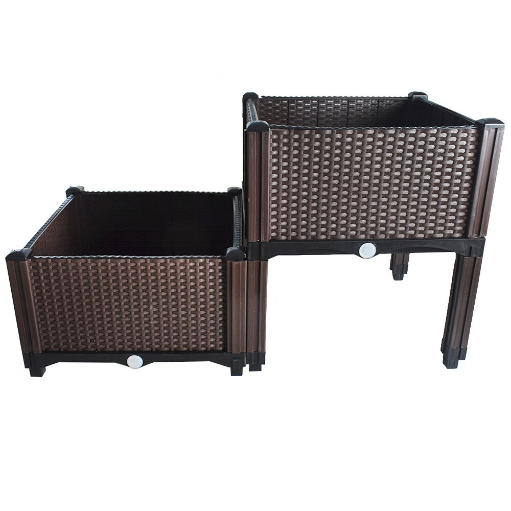 2 Pcs Rectangle  Raised Garden Bed Planter Box Flower Vegetables Planting