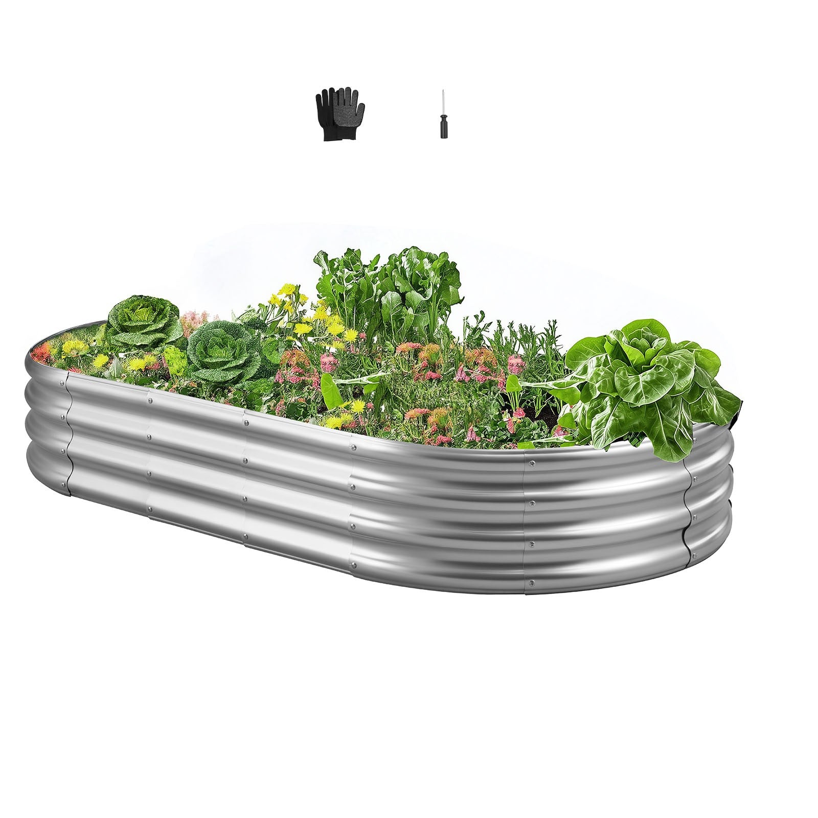 VEVOR Metal Raised Garden Bed Galvanized Planter Box 6x3x1 ft Galvanized Color