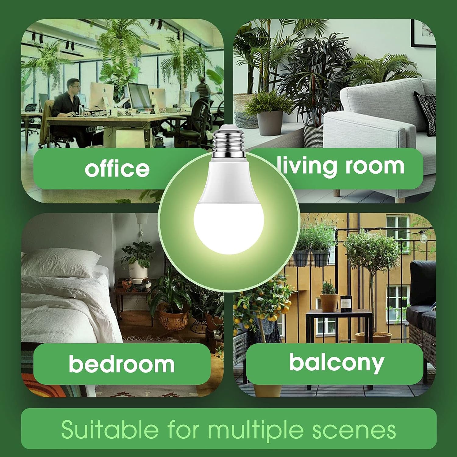 Grow Light Bulbs,  LED Grow Light Bulb A19 Bulb, Full Spectrum Grow Light Bulb, Plant Light Bulbs E26 Base, 11W Grow Bulb 100W Equivalent, Grow Light for Indoor Plants, Seed Starting, 2Pack