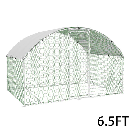 20 x10 ft Walk-in Metal Chicken Coop Poultry Cage Pet House w/ Chicken Run Cover