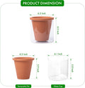 6 Inch Design Self Watering Pot for Indoor Plants, Terracotta Planter with Cylinder Glass Cup, Set of 2, 37-Y-B-1