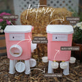 Cottage Pink Chicken Feeder Waterer Set