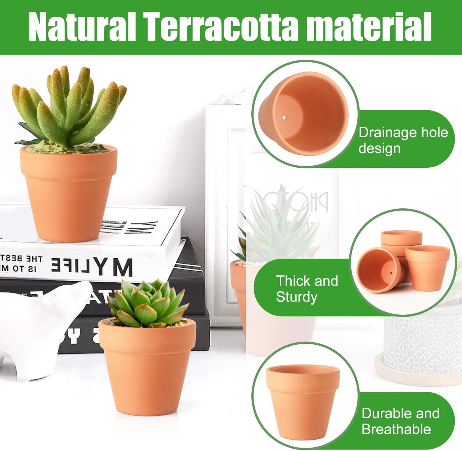 Terra Cotta Pots, 24 Pack 3.15 Inch Mini Clay Pot with Drainage Holes,Cactus Flower Nursery Terracotta Pots for Indoor/Outdoor Succulent Plants, Crafts, Wedding Favor