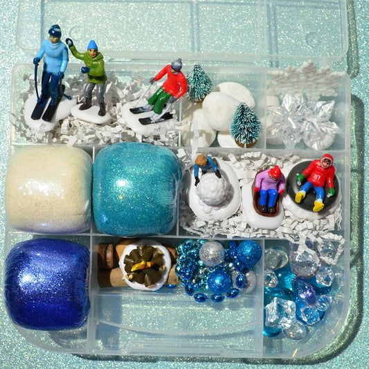 Ski Trip/Going Tubing Playdough Kit, Sensory Bin, Montessori, Busy Box, Sensory Kit, Sensory toy, Play dough Kit, Gifts for kids