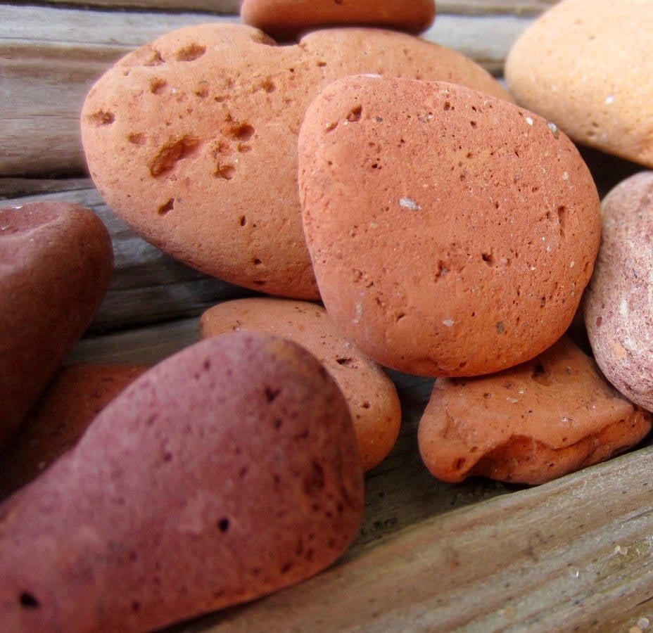 Terracotta Sea Pottery - 15 Pieces Vintage Beach Brick from Maine - Vintage Clay Pottery - Genuine Maine Sea Bricks