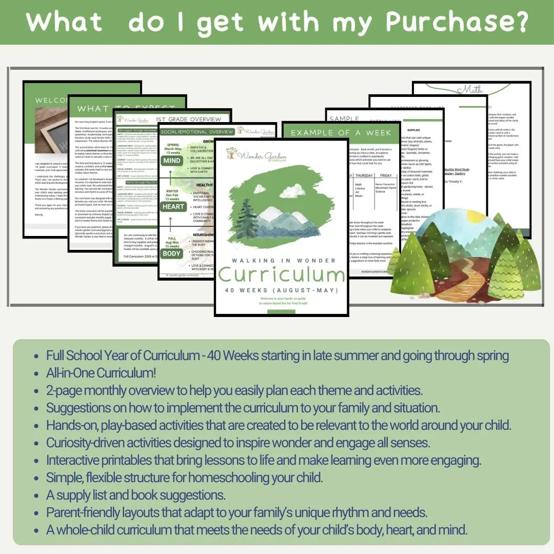 Nature-based First Grade Homeschool Curriculum: Secular, Whole-child focus, Hands-on