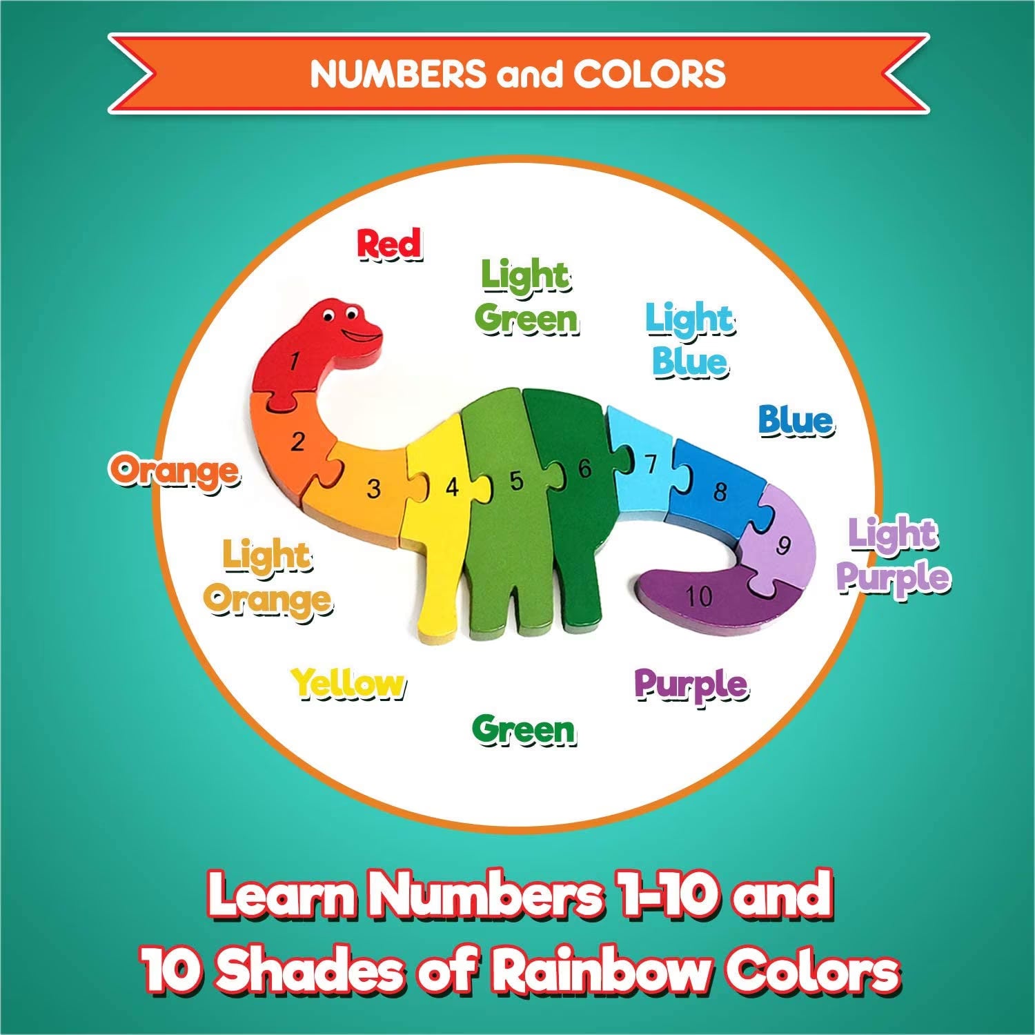 Thick Animal Wooden Puzzles for Toddlers - Colors and Counting Building Toys and Toddler Games - Montessori Toys Wood Blocks