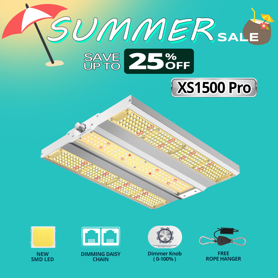 VIPARSPECTRA XS1500 Pro 150W LED Grow Light Full Spectrum Indoor Grow Tent Kits