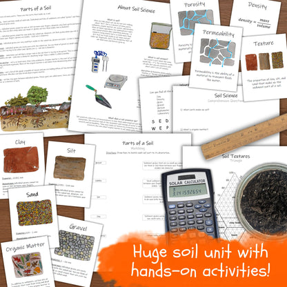 Soil Science Unit: with 5 science lab activities! Study porosity, permeability, soil textures, soil horizons, and more!