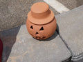 Clay Jack-o'-lantern Pumpkin with Hat 1 Quart Terra Cotta from Craven Pottery