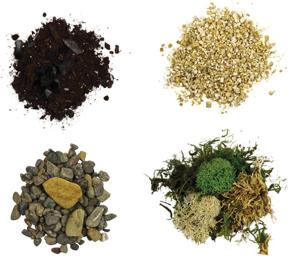 Terrarium Starter Kit | Moss, Vermiculite, Soil, Pebbles, Plant Food, Finishing Tools, Build and Care Guide | DIY Succulent Terrarium Kit for Adults and Kids (Large Kit)