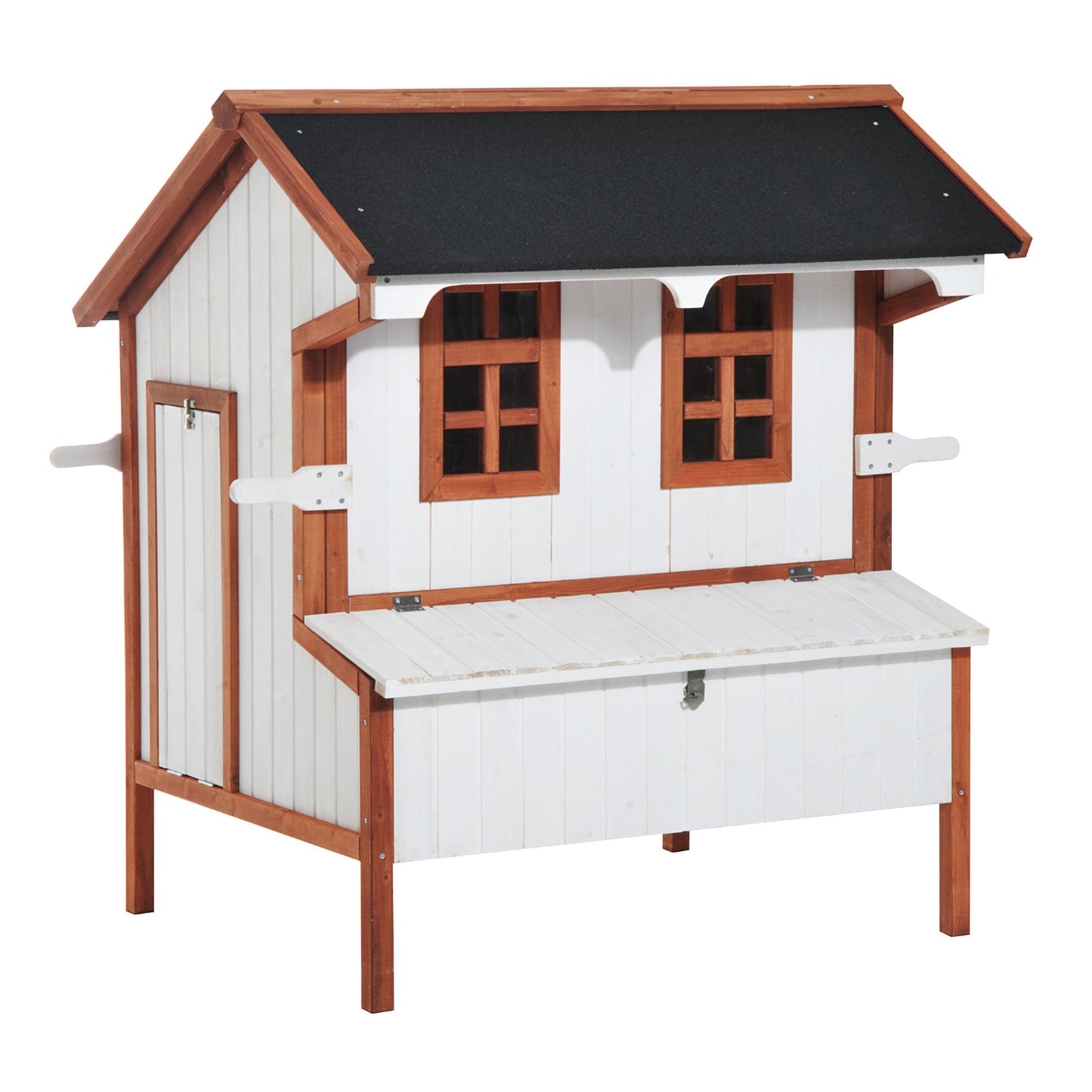 Chicken Coop Hen Cage Poultry Hutch Nesting Box Roof Wooden Large House Door