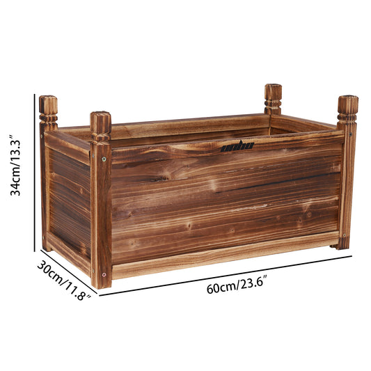 12” 24" 36" Wood Planter Box Raised Garden Bed Grow Large Flowers Vegetable Box