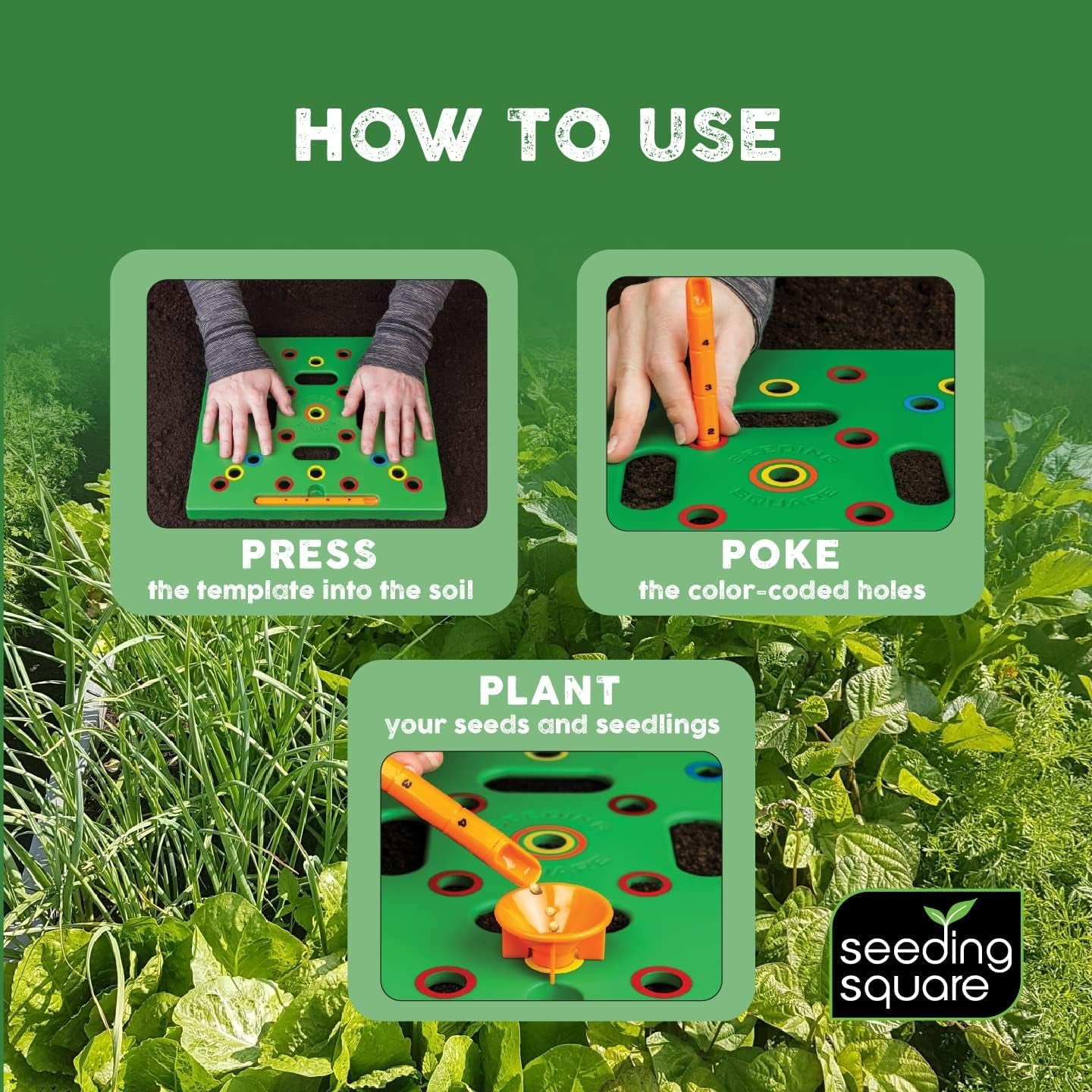 - Seed and Seedling Spacer Tool for Bigger Harvests, Organized Plants & Fewer Weeds – Color-Coded Gardening Template with Magnetic Dibber, Ruler & Planting Guide