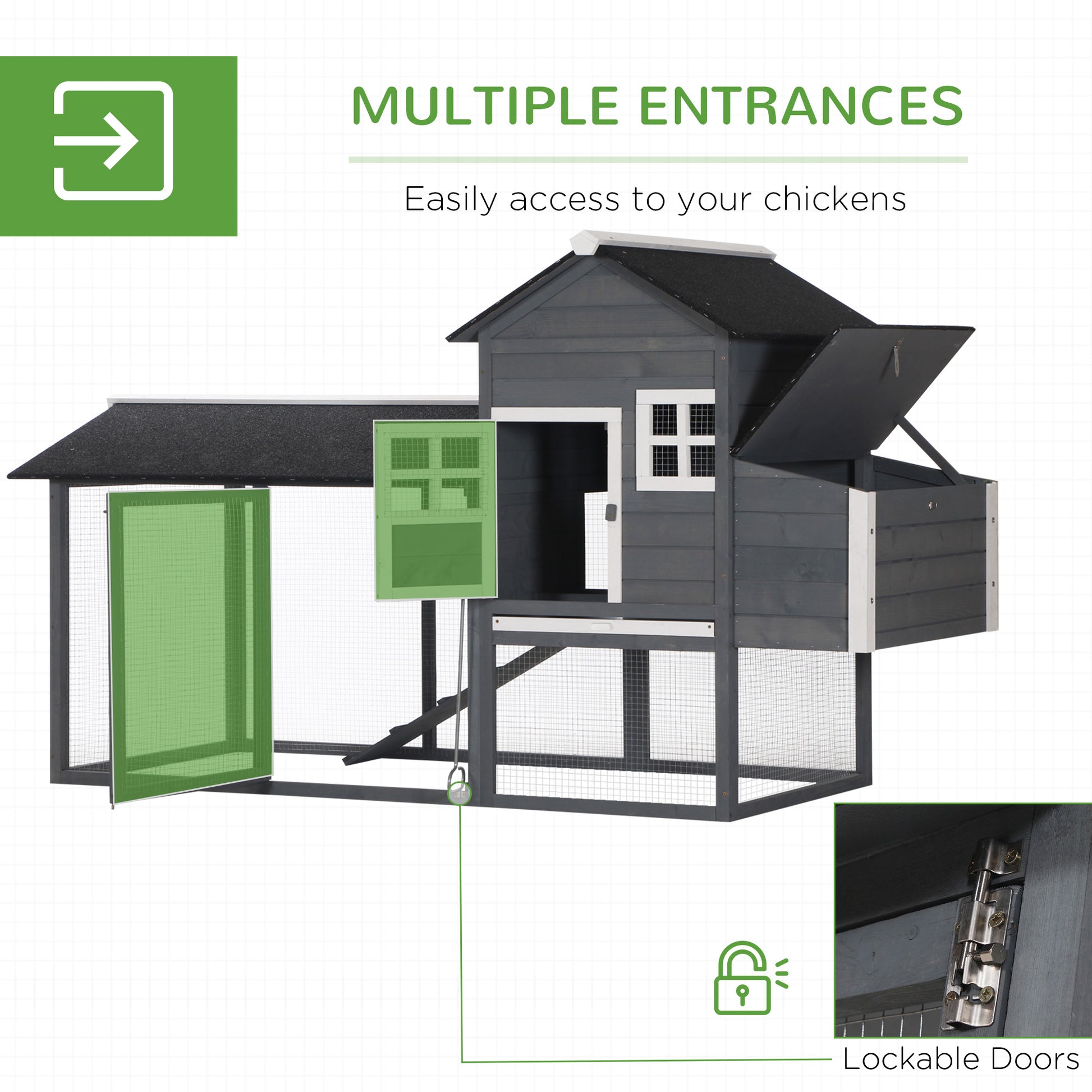 PawHut 84'' Chicken Coop Deluxe Wooden House Hen Backyard Poultry Hutch Run Box