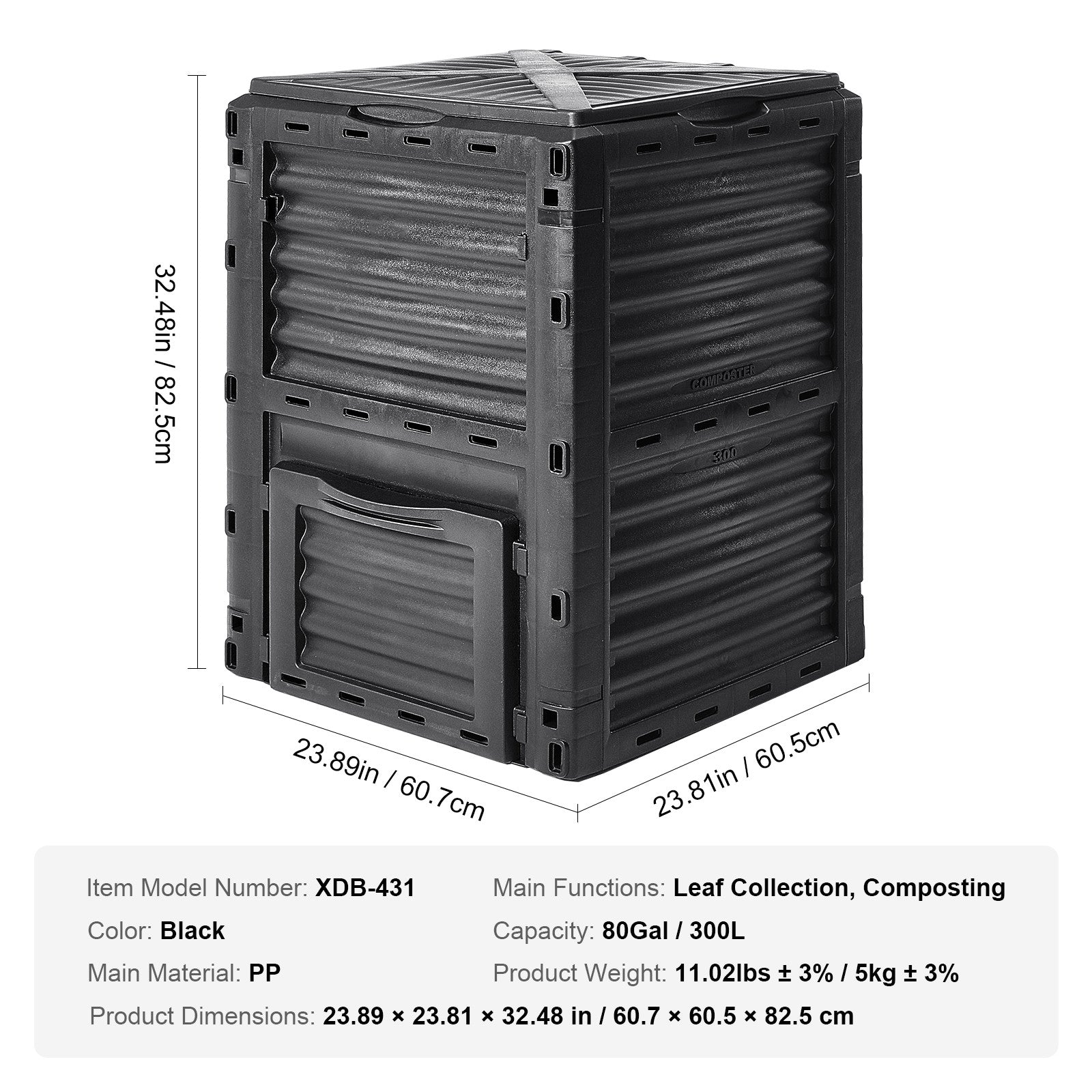 Garden Compost Bin 80 Gal/300 L Outdoor Compost Bin BPA Free Material