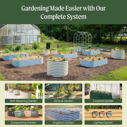 Raised Garden Bed Kits, 17" Tall 9 in 1 8ft X 2ft Metal Raised Planter Bed for Vegetables Flowers Ground Planter Box-British Green