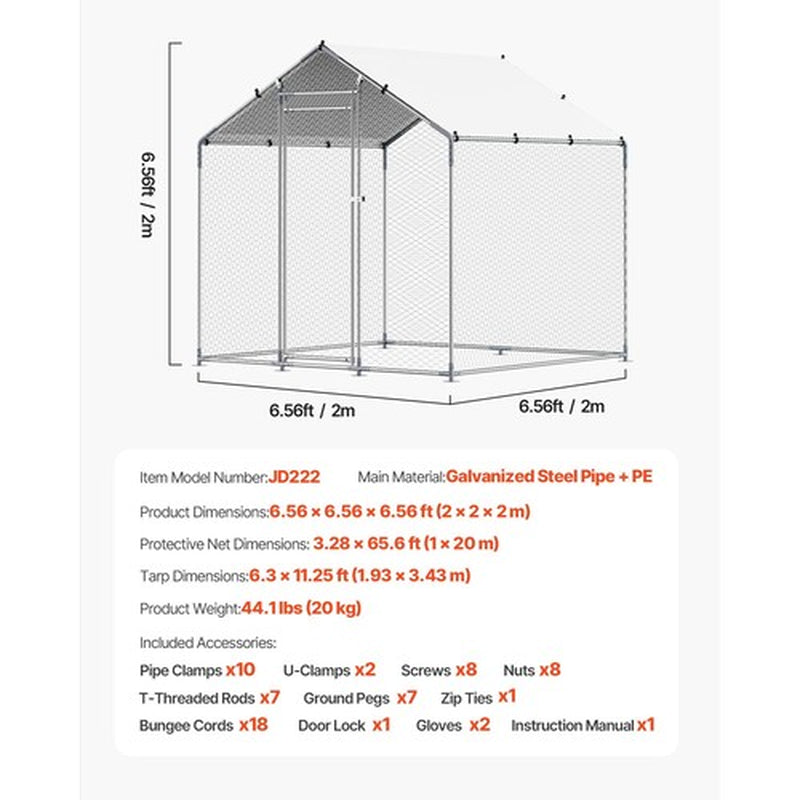 Metal Chicken Coop 6.56x6.56x6.56