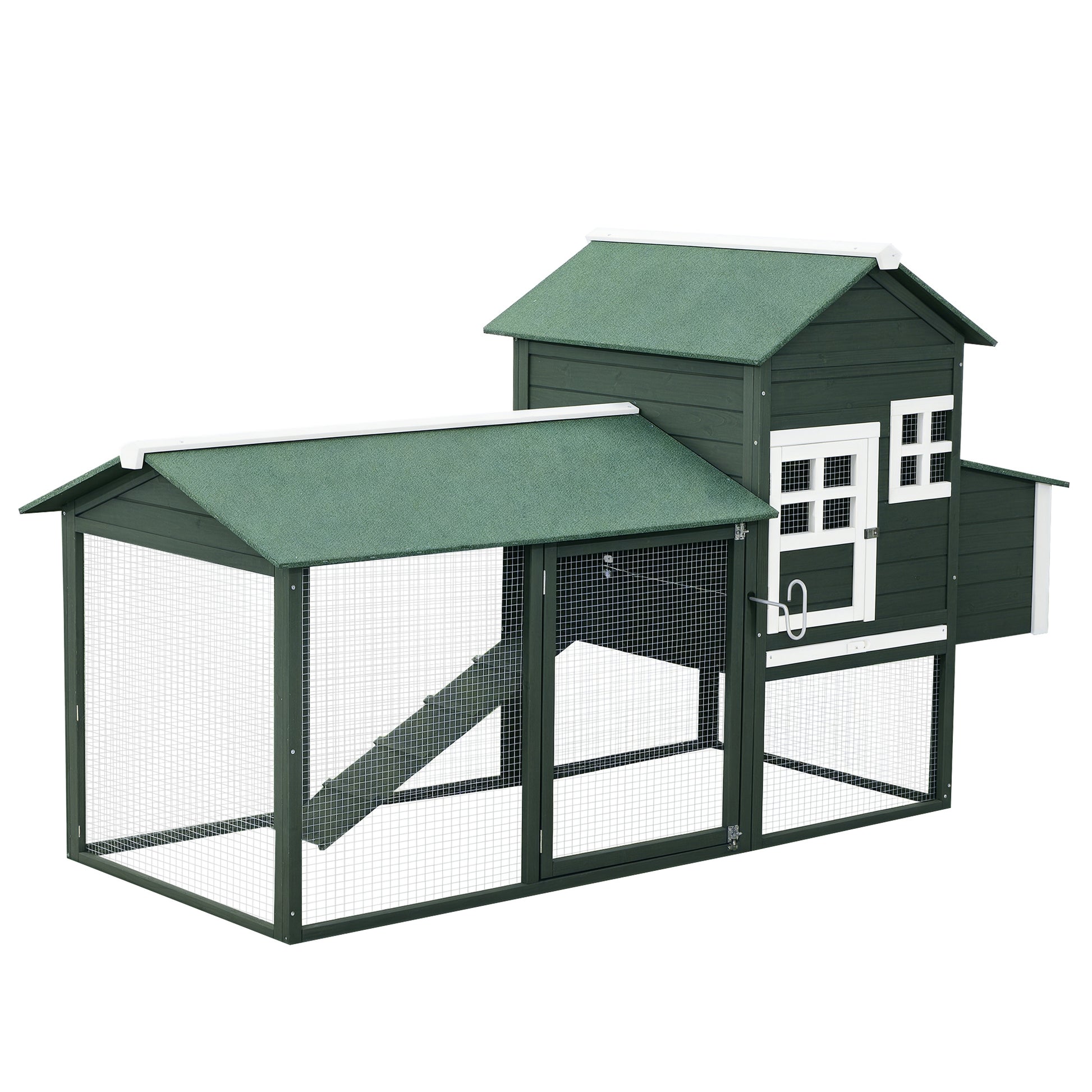 PawHut 84'' Chicken Coop Deluxe Wooden House Hen Backyard Poultry Hutch Run Box