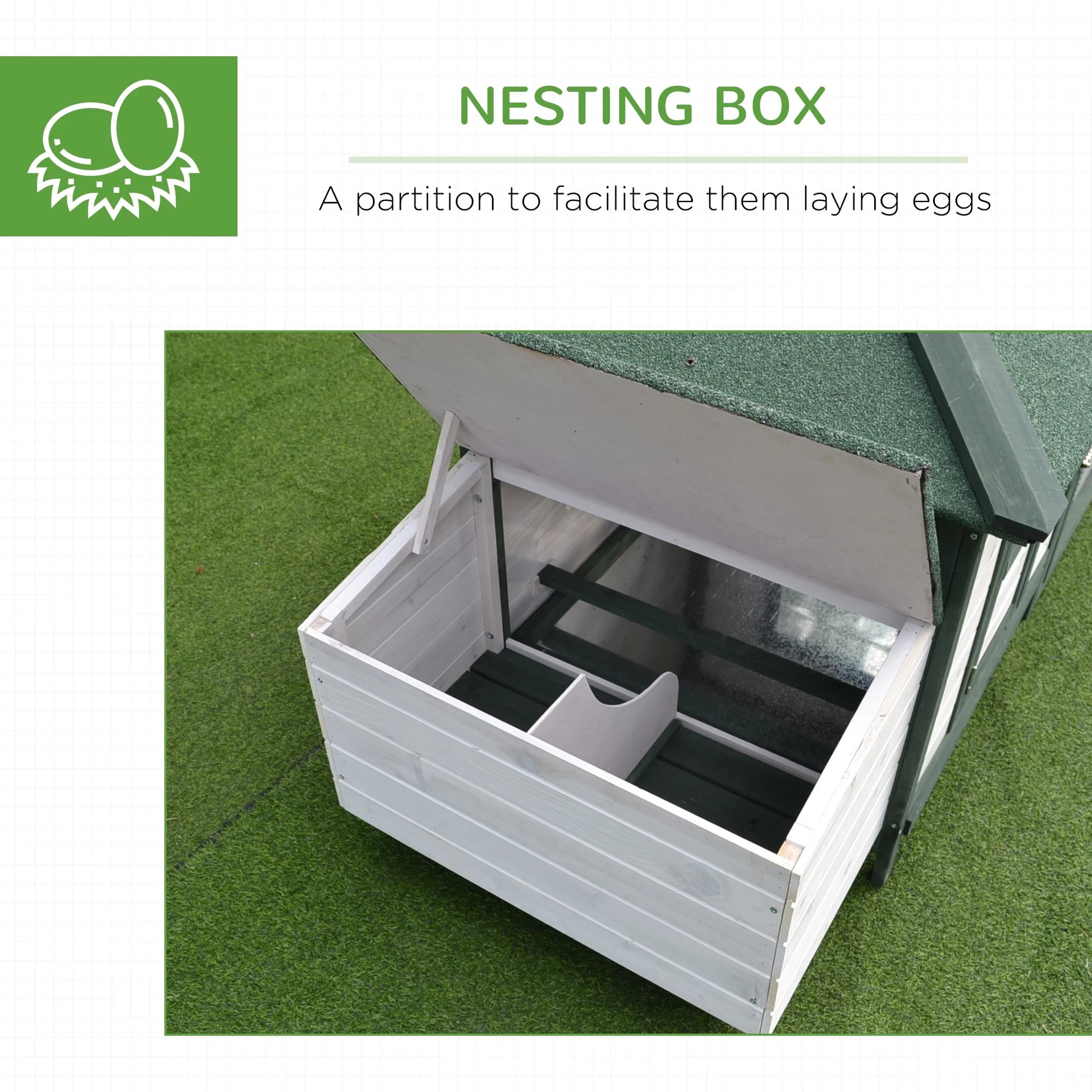 Chicken Coop Hen House /w Cottage Style, Green