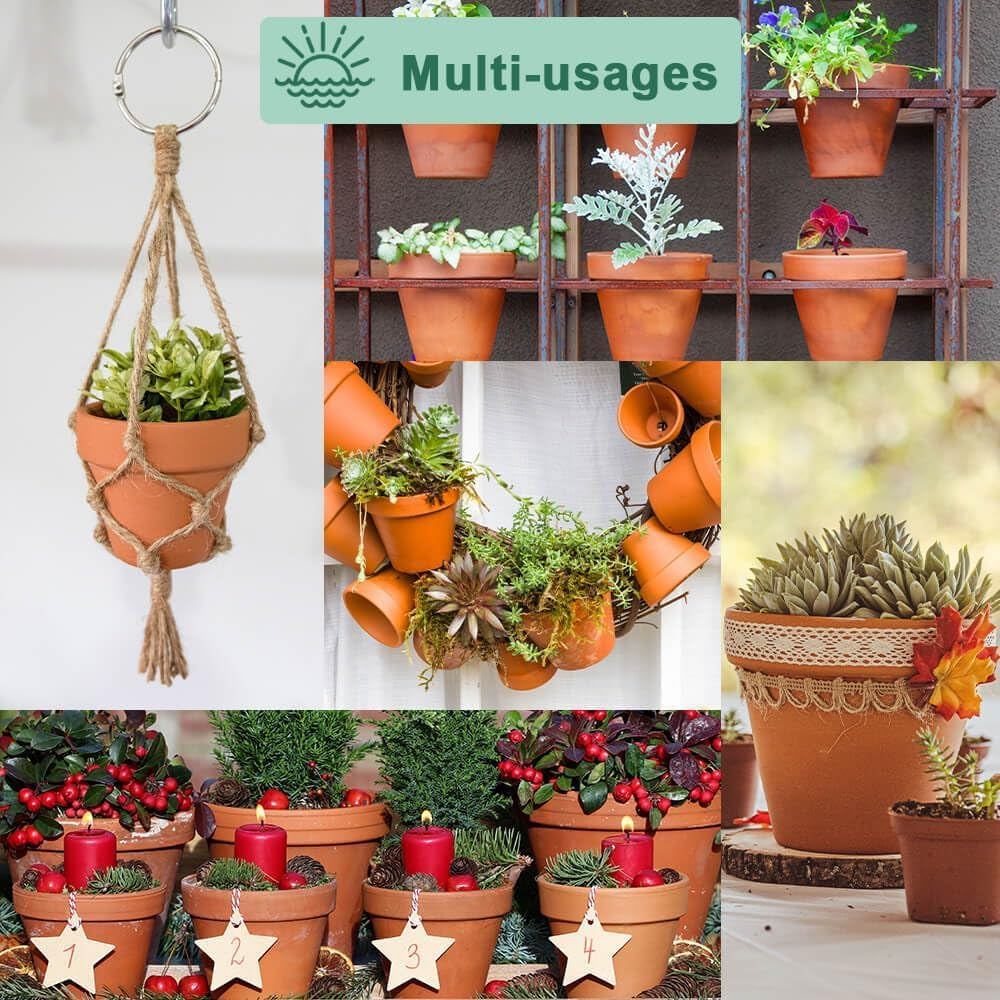 4 Inch Terracotta Plant Pots with Saucer - 6 Pack Clay Flower Pots with Drainage, Great for Plants, Crafts, Wedding Favor