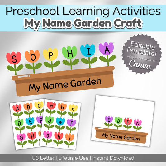 Spring Preschool Name Tracing Activity | Craft Kit For Kids | Homeschool Worksheet Printable | Toddler Busy Book | Sunday School Craft Idea