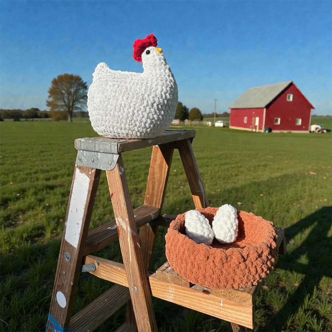 Mama Chicken in Nest with Eggs | Plush Hen that lays eggs