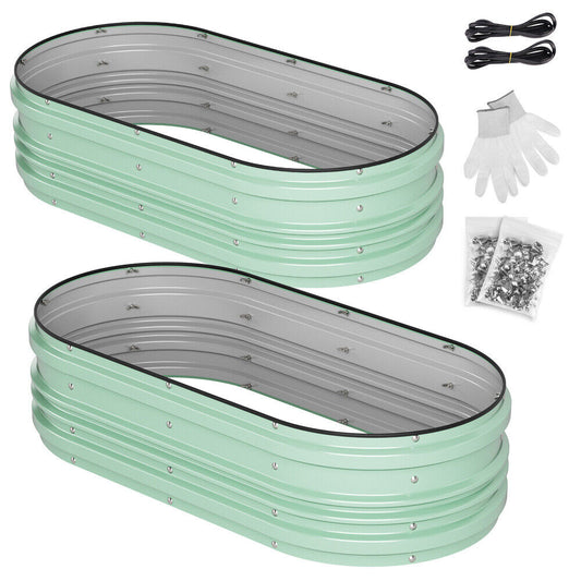 WORKPRO 2PC Metal Planter Box Galvanized Raised Garden Bed Set 4X2X1Ft Patio Kit