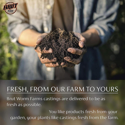 Brut Organic Worm Castings – 30 LB – Natural Nutrients, Fertility Builder, Plant Food for Potting Soil, Garden Soil, Indoor and Outdoor Use