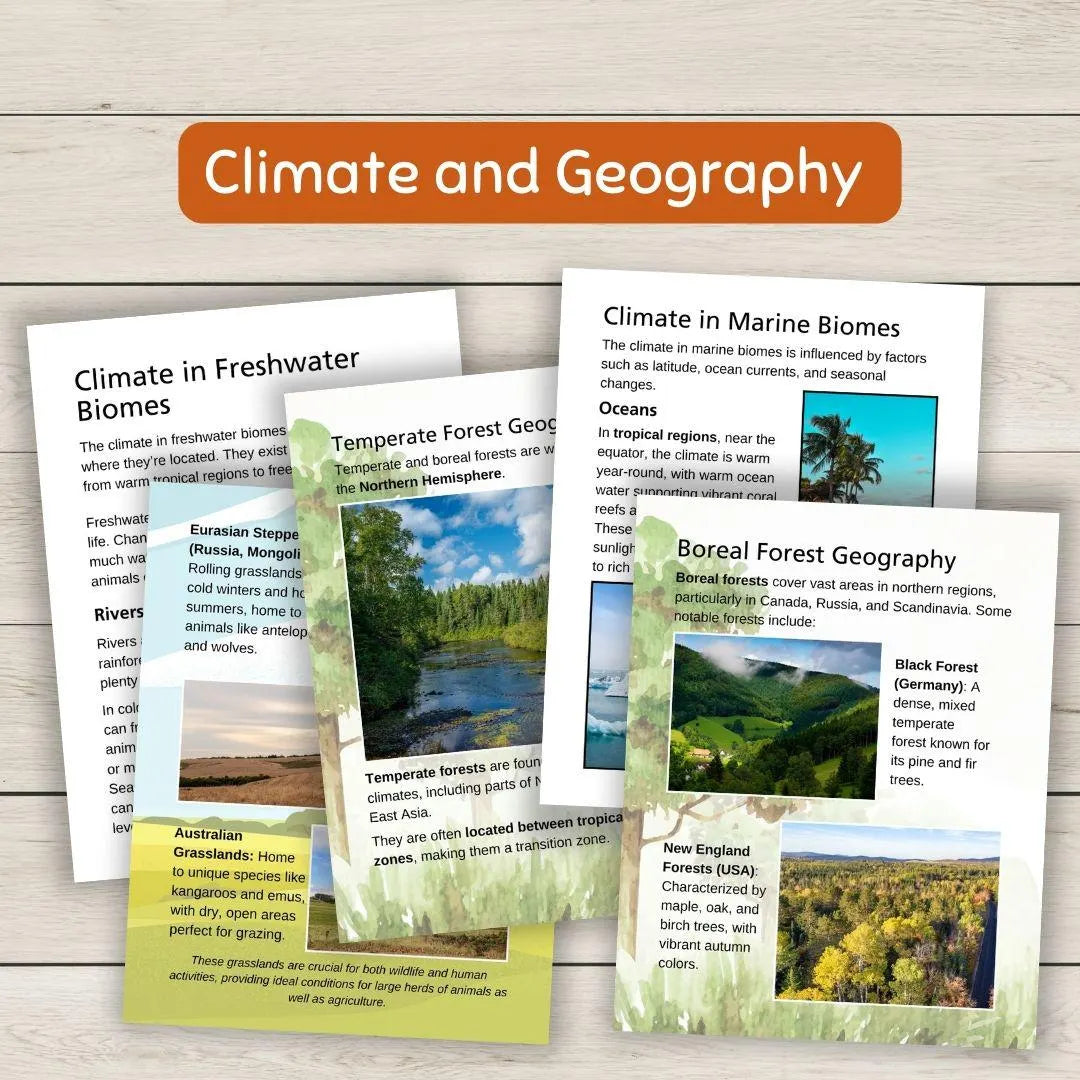 Biomes Unit Study Worksheets, Activities, with Geography and Climate, Plants and Animals Homeschool Science (mega unit!)
