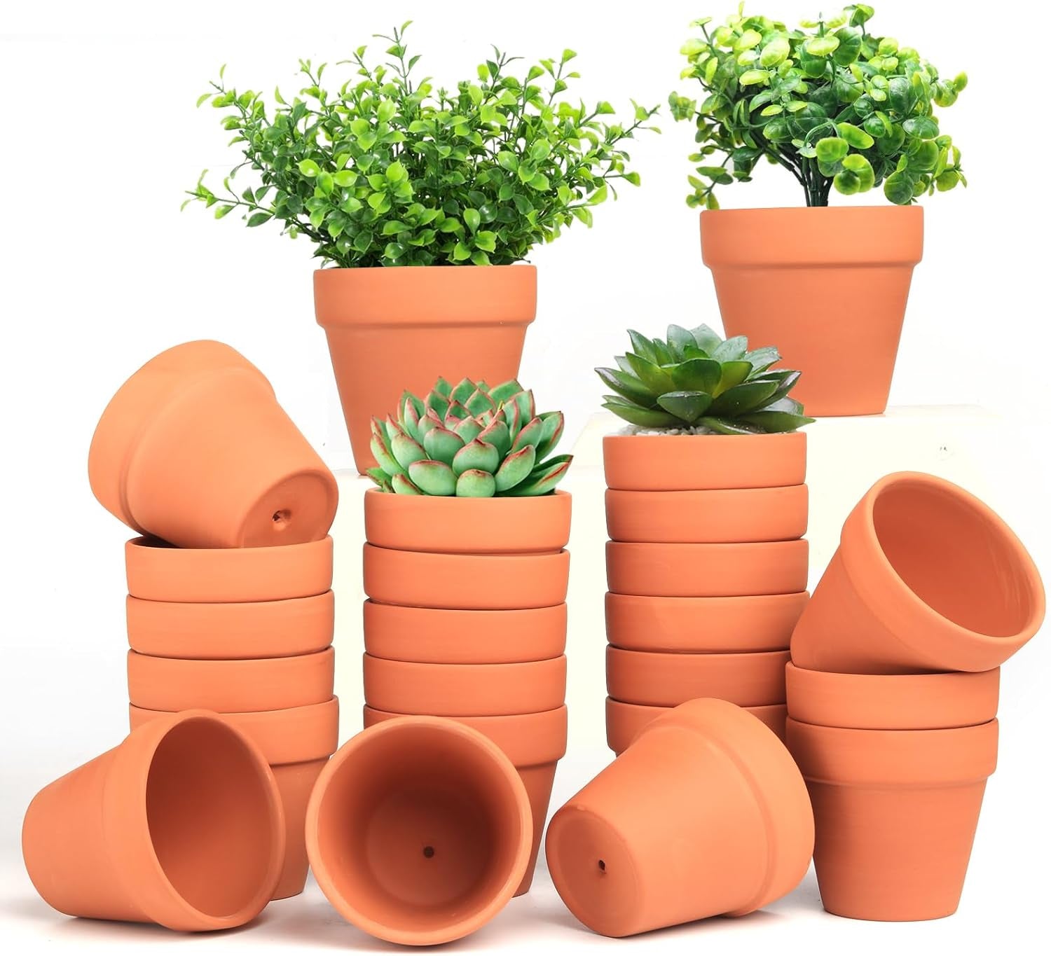 Terra Cotta Pots, 24 Pack 3.15 Inch Mini Clay Pot with Drainage Holes,Cactus Flower Nursery Terracotta Pots for Indoor/Outdoor Succulent Plants, Crafts, Wedding Favor