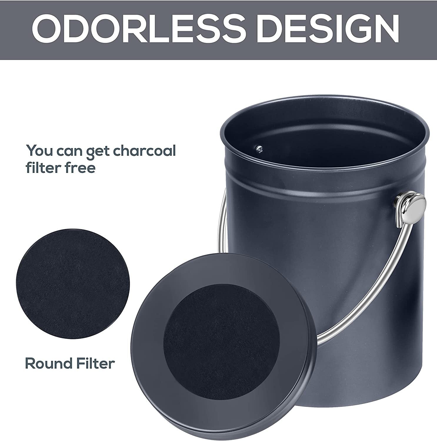 Compost Bin with Lid and 1.3 Gallon Compose Spare Charcoal Filter Utopia Kitchen