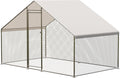 Metal Chicken Coop 6.5/13/20 FT Large Walk-in Hen Cage House with Cover Roof NEW