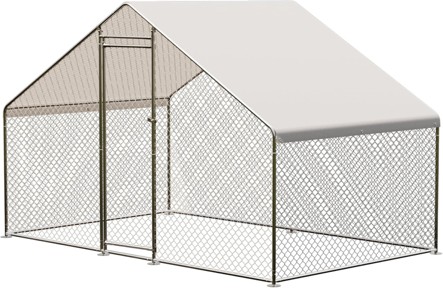 Metal Chicken Coop 6.5/13/20 FT Large Walk-in Hen Cage House with Cover Roof NEW