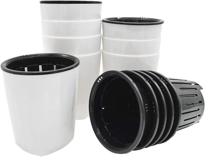 8 Pack 4 Inch Self Watering Plastic Planter with Inner Pot White Flower Plant Pot,Modern Decorative Flower Pot for All House Plants,Flowers,Herbs,African Violets