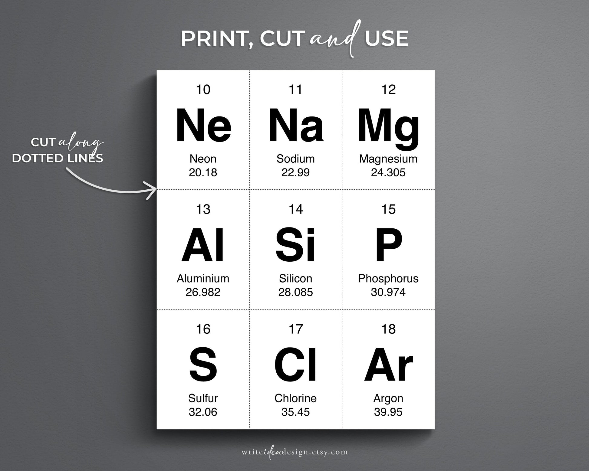 Printable Periodic Table of Elements Flash Cards. Chemistry Flash Cards. Elements Flash Cards.
