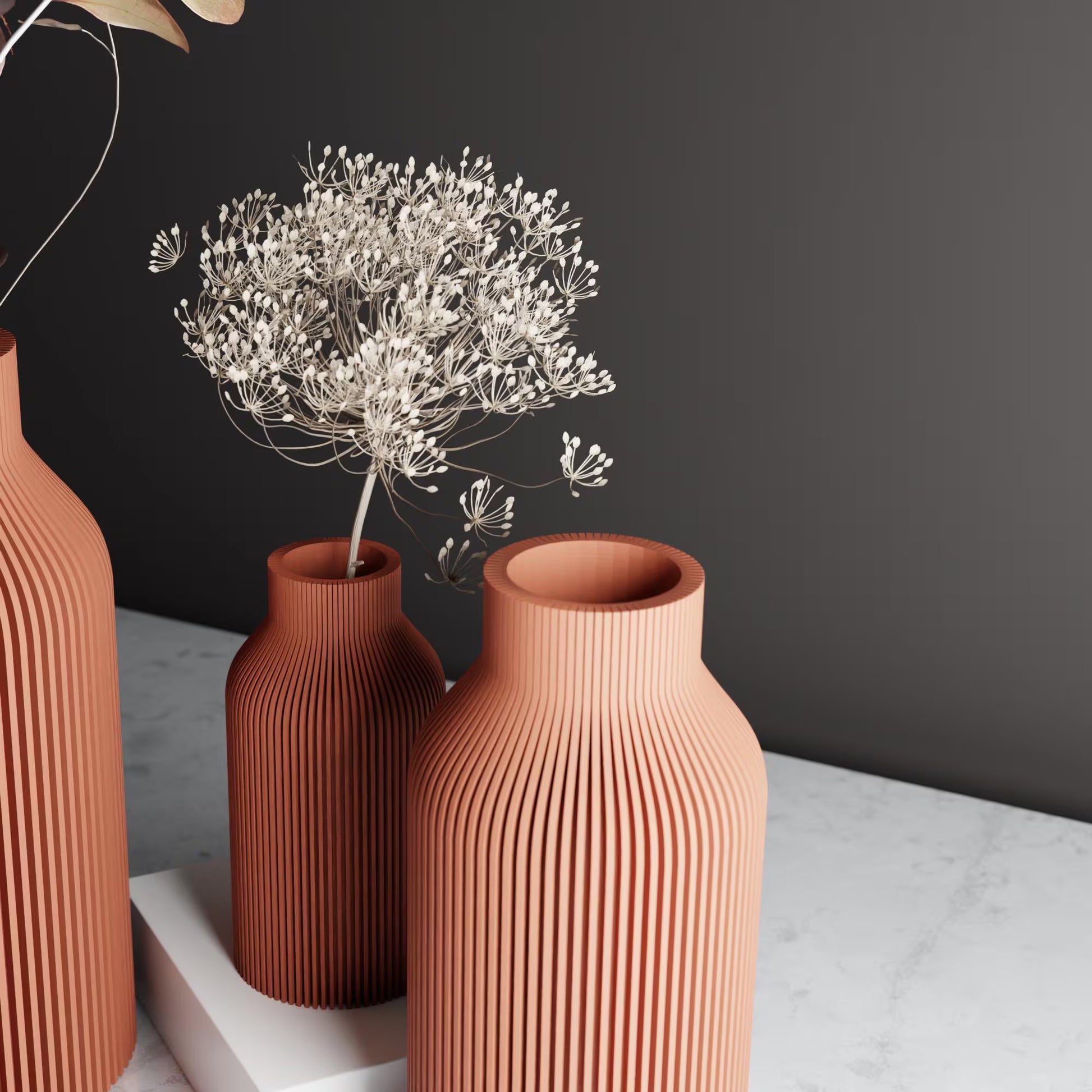 TERRACOTTA Vase "BOTTLE" - Sleek Design - Original and Striking Decor - Perfect for Gifting | Textured